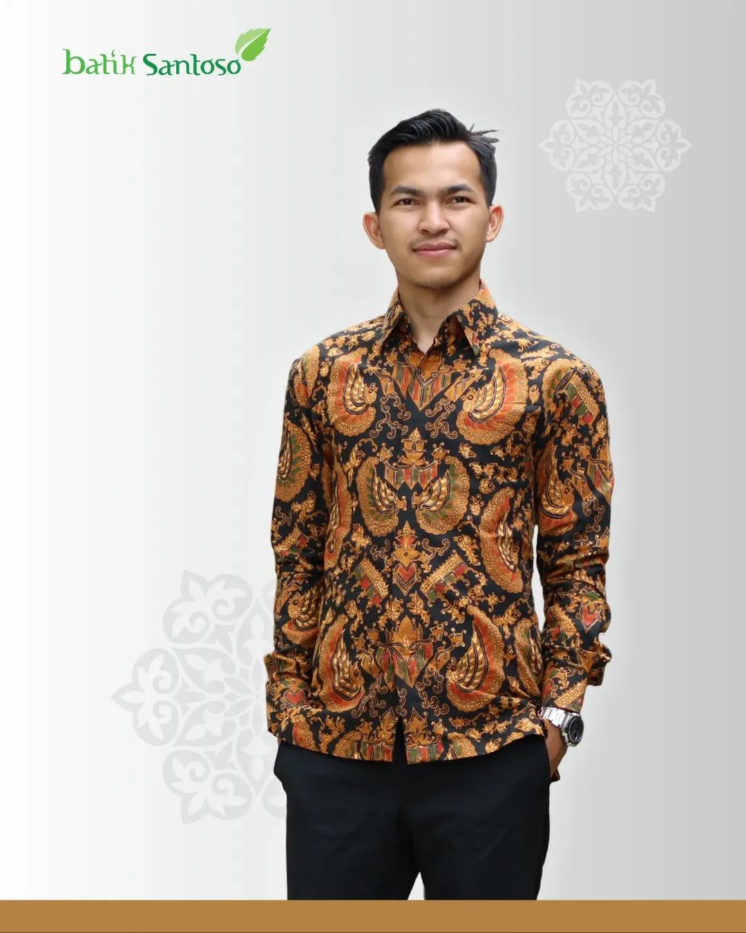 Kemeja batik lengan panjang coklat
